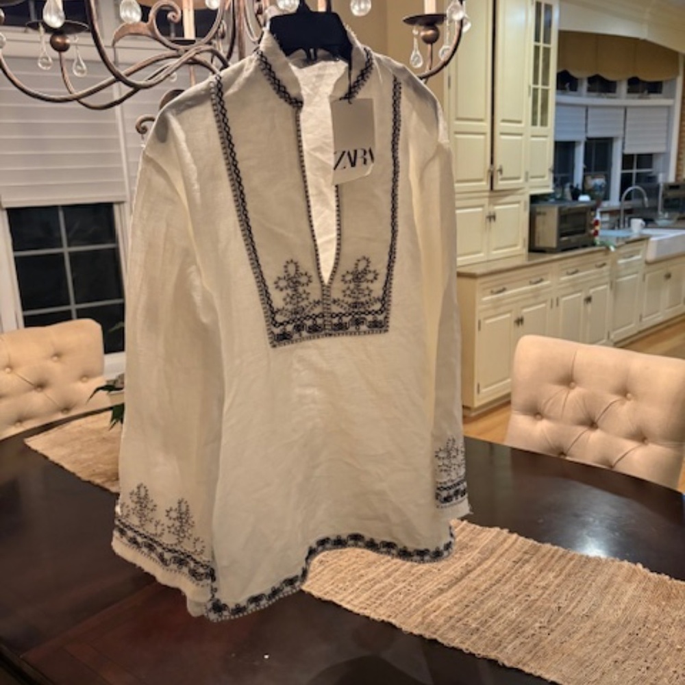 Embroidered Zara tunic blouse